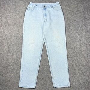 VTG Lee Jeans Womens 32x34 Blue High Rise Tapered Mom Distressed Denim Pants USA